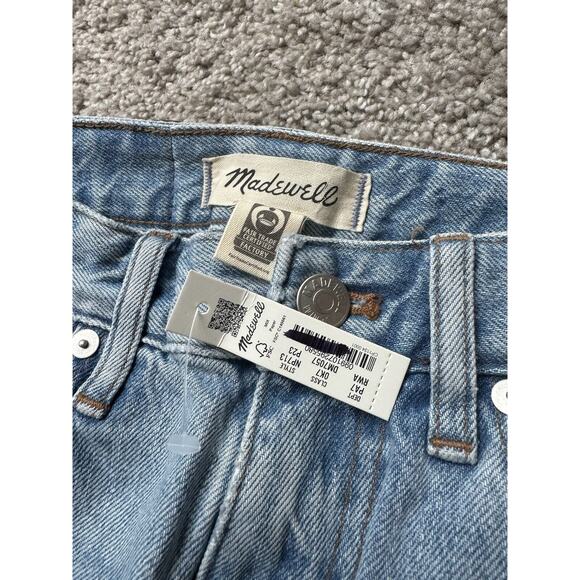 NWD Madewell Petite Curvy 90s Straight Leg Jeans Blue Revoir Wash Ripped Size 23 - Picture 11 of 15